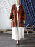 Women Autumn Ethnic Pocket Loose Print Loose Coat