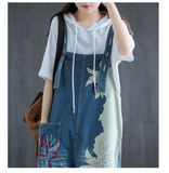 Printed Loose Thin Denim Overalls