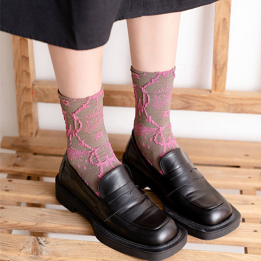 5 Pairs Women Retro Jacquard Socks