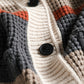 Women Winter Colorblock Knitted Warm Sweater Coat