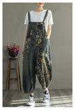 Retro Nostalgic Loose One-piece Printed Hole Denim Overalls