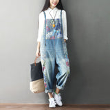 Vintage Distressed Patchwork Print Suspenders