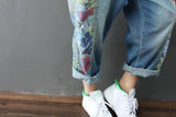 Vintage Distressed Patchwork Print Suspenders