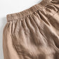 Women Summer Solid Casual Pocket Wide-leg Linen Pants