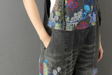 Vintage Distressed Patchwork Print Suspenders