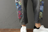 Vintage Distressed Patchwork Print Suspenders