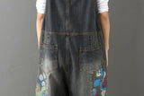 Vintage Distressed Patchwork Print Suspenders
