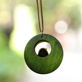 Cute Metal Bird Shape Round Wood Pendant Necklace