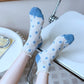 5 paires de chaussettes en dentelle jacquard à fleurs vintage pour femmes