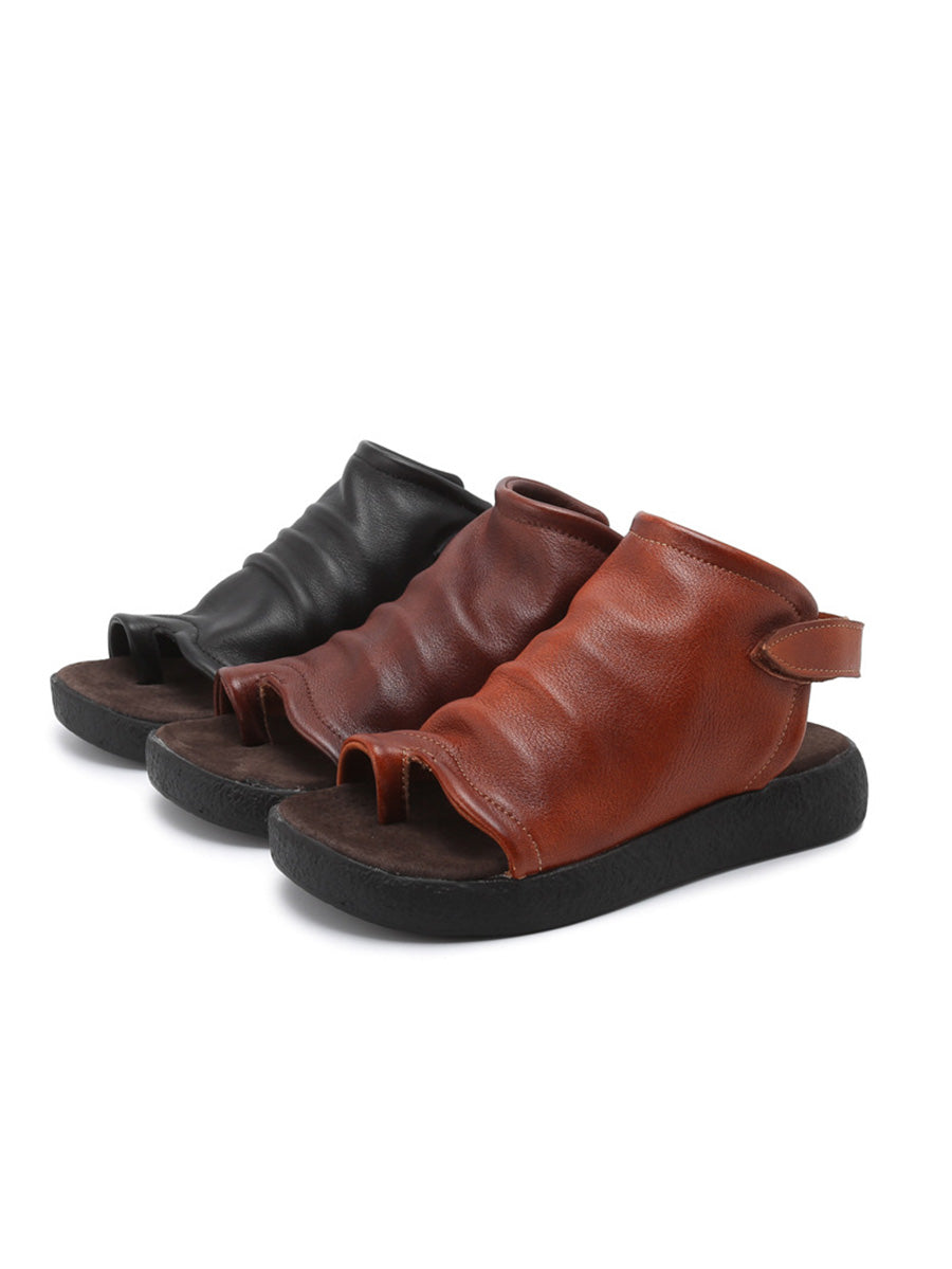 Vintage Women Leather Summer Flat Sandals