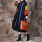Manteau long Artsy Colorblock à col en V pour femme