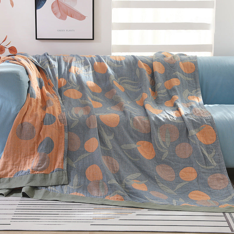 Couverture d'été à cinq couches, couverture de sieste en coton pour étudiant, couette confortable 