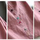 Chemise en lin pur boutons colorés brodés vintage