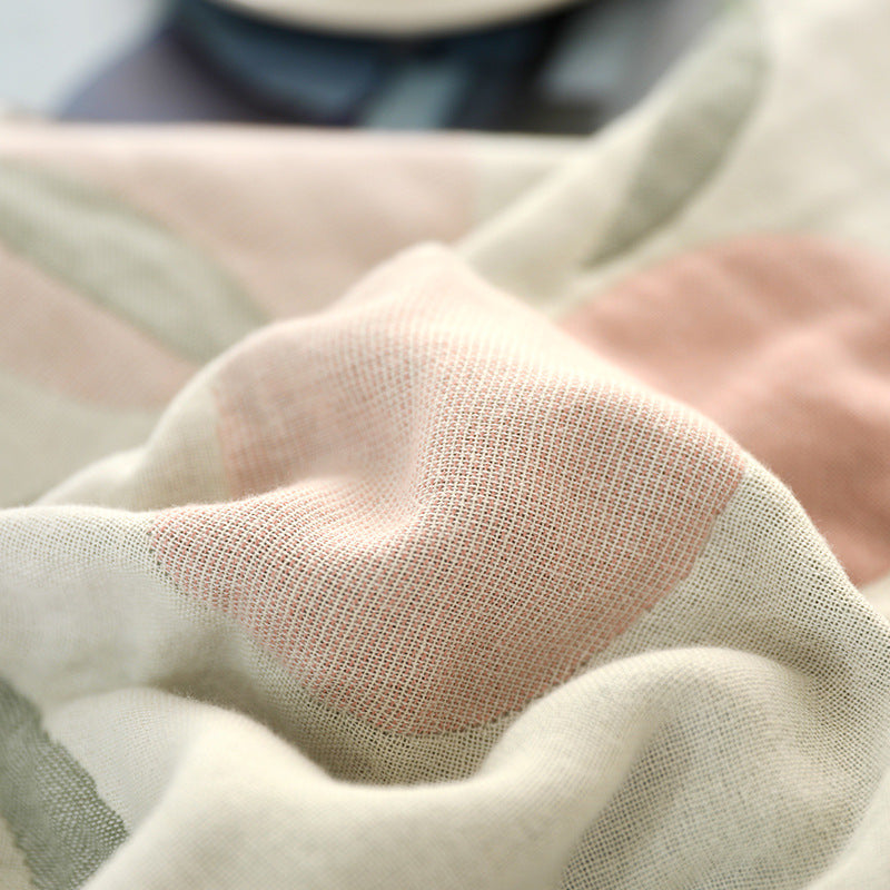 Couverture d'été à cinq couches, couverture de sieste en coton pour étudiant, couette confortable 