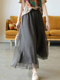 Women Summer Solid Dual-layer Wide-Leg Pants