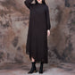 Women Elegant Solid Tassel Hem Knitted Long Dress