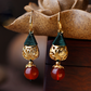Boucles d'oreilles longues pendentif en Agate plaqué or, boucles d'oreilles rétro créatives de Style ethnique