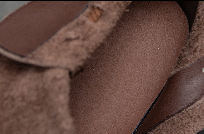 Bottes à plateforme en cuir rétro décontractées en cuir avec couche supérieure