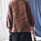 Women Vintage Spring Plaid Cotton Shirt Coat