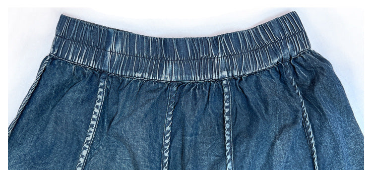 Retro Style Elastic Waist Slim Stitching Skirt