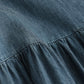Robe Slim Vintage en Coton à Revers Taille Haute avec Coutures