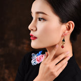 Long Pendant Gold-Plated Agate Earrings Ethnic Style Creative Retro Earrings