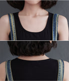 Vintage Print Loose Mid-Length Denim Suspender Skirt