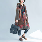 Plus Size Printed Vintage Distressed Dress