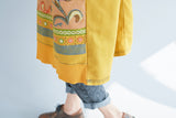 Vintage Print Mid-Length Hooded Plus Size Dress