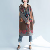 Plus Size Printed Vintage Distressed Dress