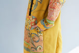 Vintage Print Mid-Length Hooded Plus Size Dress