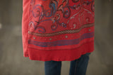 Vintage Print Mid-Length Hooded Plus Size Dress