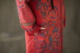 Vintage Print Mid-Length Hooded Plus Size Dress