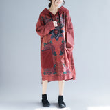 Plus Size Printed Vintage Distressed Dress
