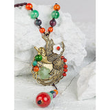 Alloy Bird Multicolor Agate Necklace