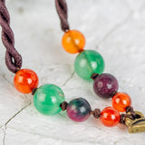 Alloy Bird Multicolor Agate Necklace