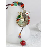 Alloy Bird Multicolor Agate Necklace