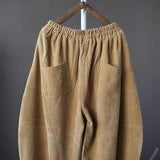 Corduroy Women Pocket Elastic Waist Solid Color Pants