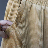 Corduroy Women Pocket Elastic Waist Solid Color Pants