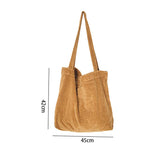 Corduroy Women Solid Color Large Capacity Shoulder Bag