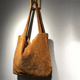Corduroy Women Solid Color Large Capacity Shoulder Bag