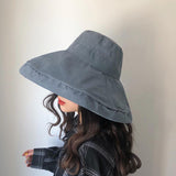 Female Summer Sun Hat Solid Color Foldable Cap