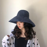 Female Summer Sun Hat Solid Color Foldable Cap