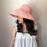 Female Summer Sun Hat Solid Color Foldable Cap