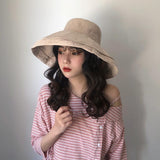 Female Summer Sun Hat Solid Color Foldable Cap