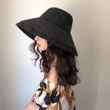 Female Summer Sun Hat Solid Color Foldable Cap