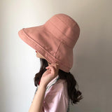 Female Summer Sun Hat Solid Color Foldable Cap