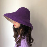 Female Summer Sun Hat Solid Color Foldable Cap