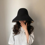 Female Summer Sun Hat Solid Color Foldable Cap