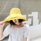 Female Summer Sun Hat Solid Color Foldable Cap